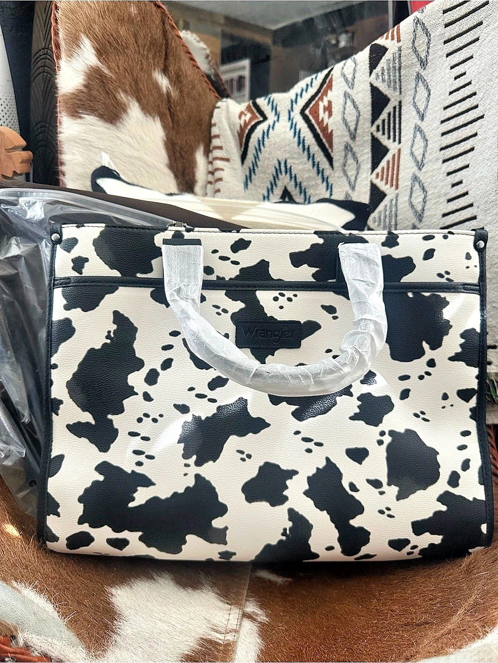 Wrangler Cow Print Concealed Carry Tote & Crossbody Bag NWT